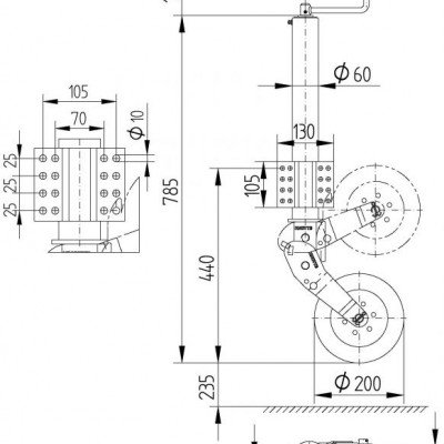 KNOTT 60 MM DESTEK TEKERİ OTOMATİK KATLANIR KNOTT 60 MM DESTEK TEKERİ OTOMATİK KATLANIR